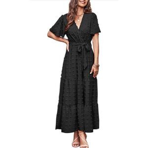 NEW Boho Swiss Dot Maxi Dress Wrap Flutter Flowy XL NO BELT
